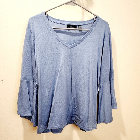 Ella Rafaela Women's Blue Quarter Sleeves top size L NWT - Picture 5 of 11